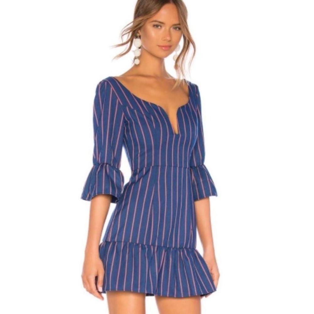 REVOLVE Navy Mini Dress with Pink Stripes